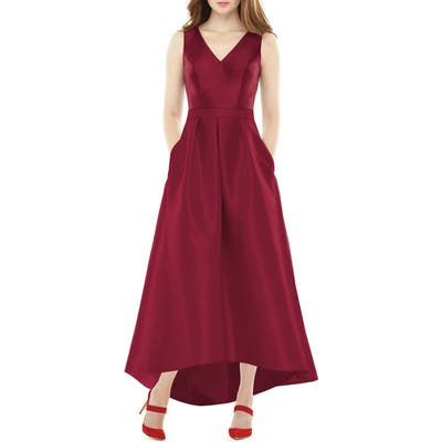 Alfred Sung High/low Sateen Twill Gown, Red