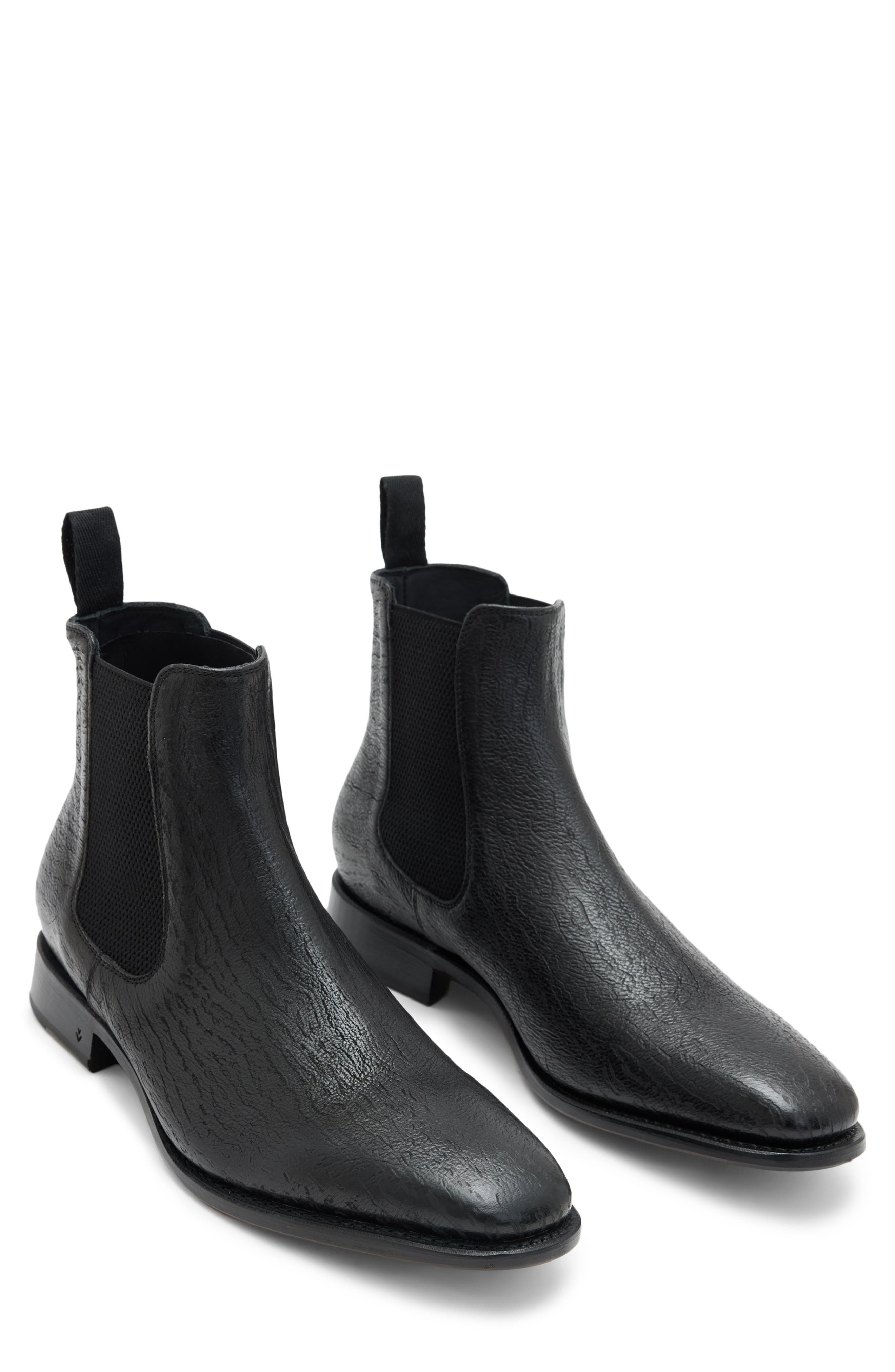 John Varvatos Black Textured Leather Ankle Boots John Varvatos Morrison Sharpei Suede Boot | Neiman Marcus main image 2