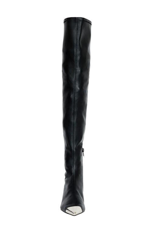 Katy Perry The Micro Heel Otk Boot Womens Toe Cap Manmade Thigh-high Boots In Black