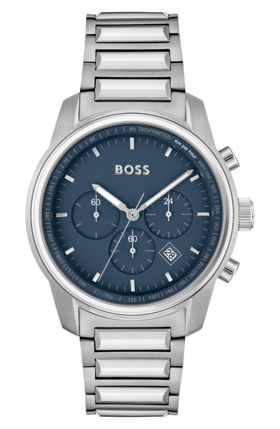 Hugo Boss Trace Chronograph Bracelet Watch, 44mm In Black Blue