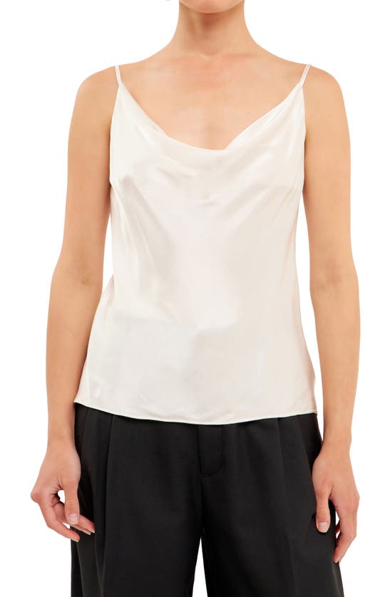 Shop Grey Lab Cowl Neck Satin Camisole In Cream