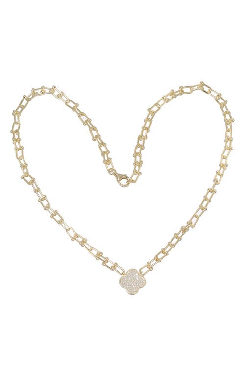 Fzn Cubic Zirconia Clover Necklace In Yellow Gold