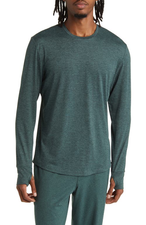 Restore Soft Performance Long Sleeve T-Shirt in Green Duck Melange