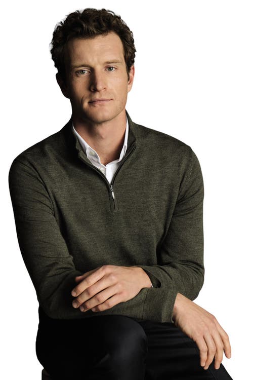 CHARLES TYRWHITT CHARLES TYRWHITT PURE MERINO ZIP NECK SWEATER