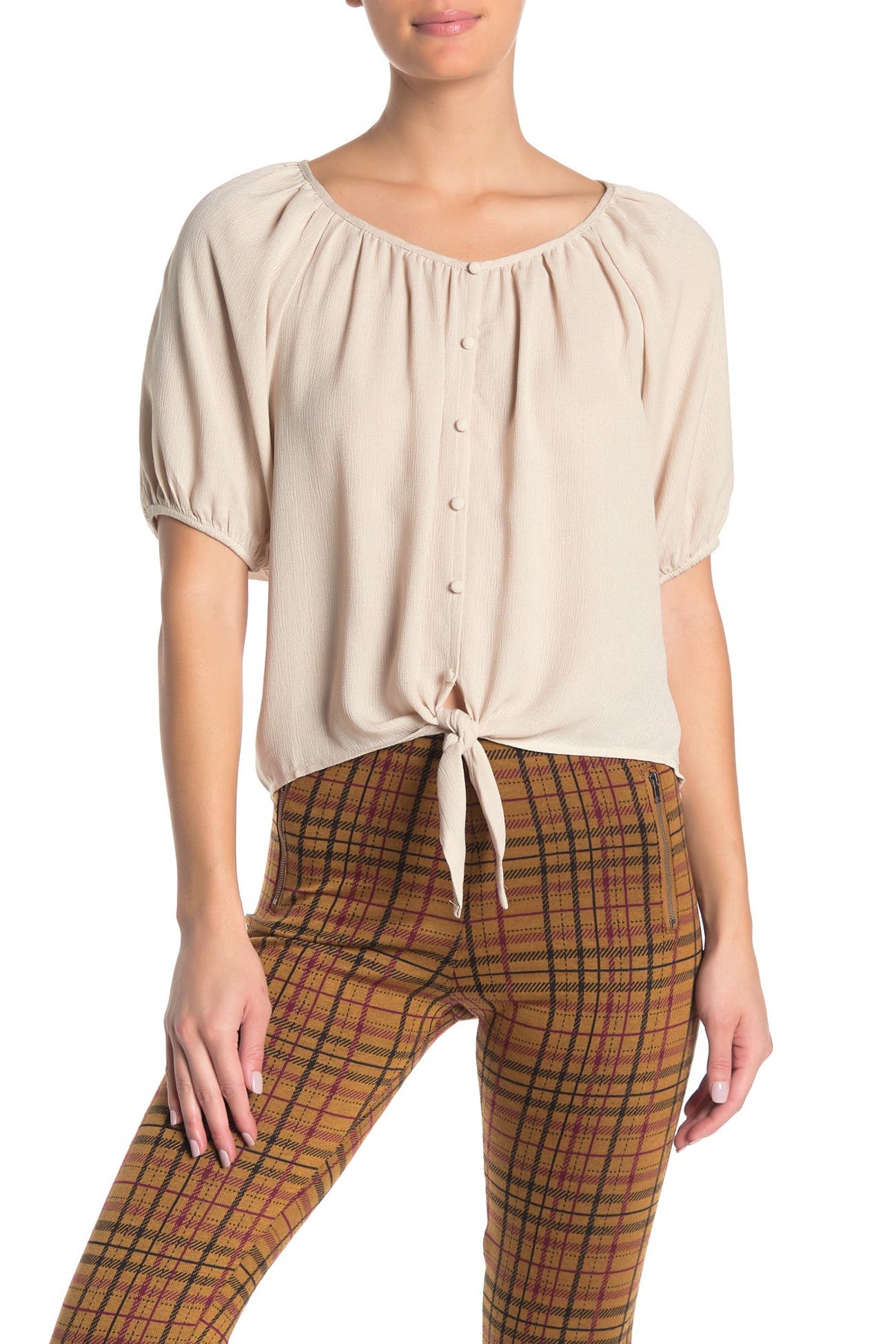 Blu Pepper Tie Front Woven Top Nordstrom Rack