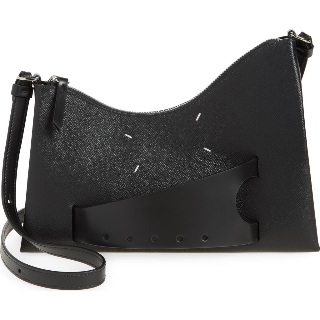 Maison Margiela Hobo' Black Embossed Leather Bag In Black