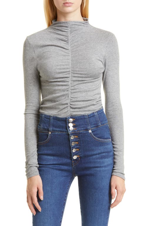 Veronica Beard Theresa Ruched Funnel Neck Top Heather Grey at Nordstrom,