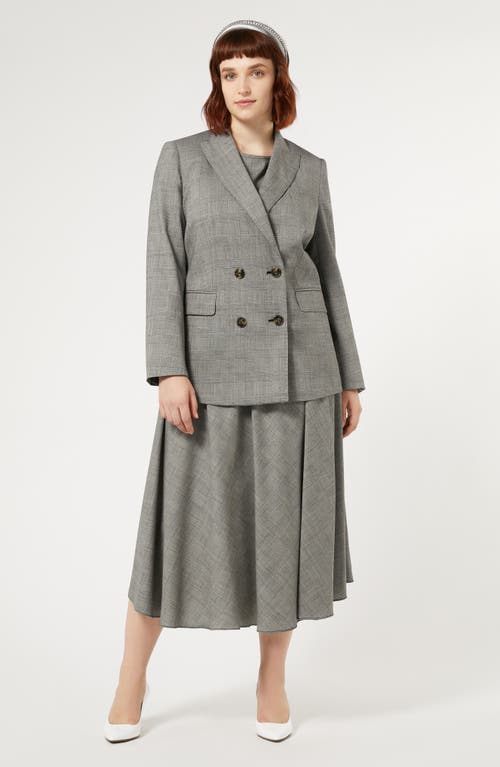 MARINA RINALDI MARINA RINALDI UBERTA POW CHECK LONG SLEEVE VIRGIN WOOL BLEND TOP 