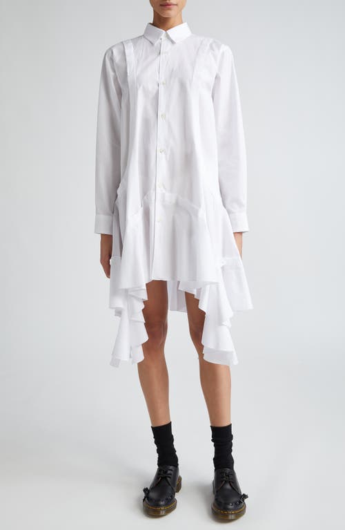 Comme des Garçons Comme des Garçons Peplum Extralong Cotton Broadcloth Button-Up Shirt in White at Nordstrom, Size Small