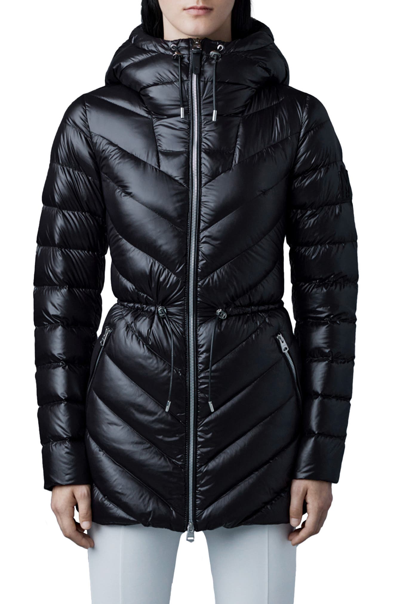 Womens Clothing Coats Long coats and winter coats Mackage Leather Shawl-lapels Tie-waist Coat in Black 