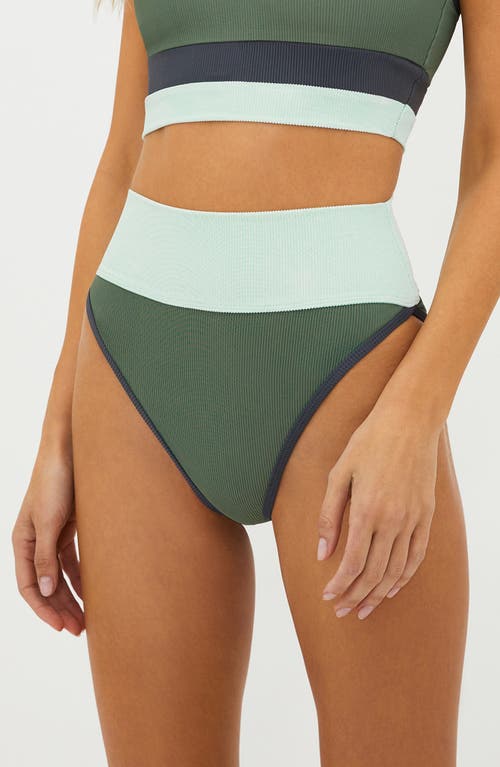 Beach Riot Emmy Colorblock High Waist Bikini Bottoms In Green