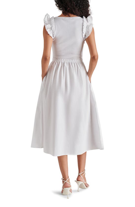 Shop Steve Madden Adela Mixed Media Cap Sleeve Fit & Flare Dress In White