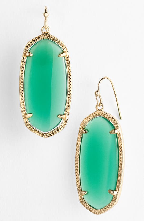 Kendra Scott Elle Filigree Drop Earrings In Green Onyx/ Gold