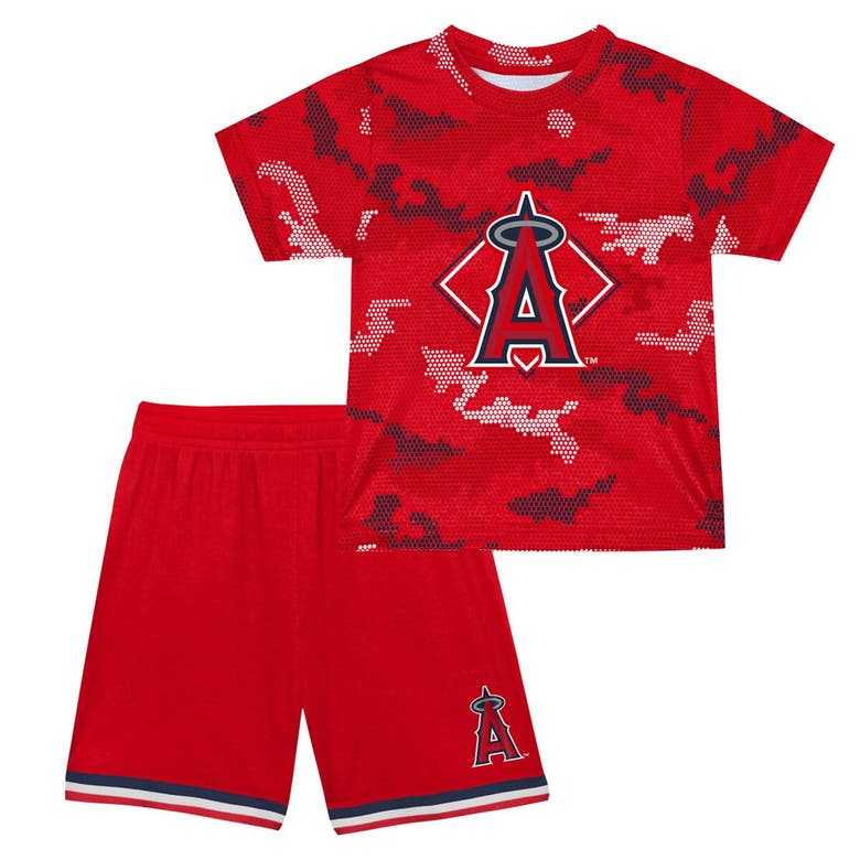 Shop Outerstuff Toddler Fanatics Branded Red Los Angeles Angels Field Ball T-shirt & Shorts Set