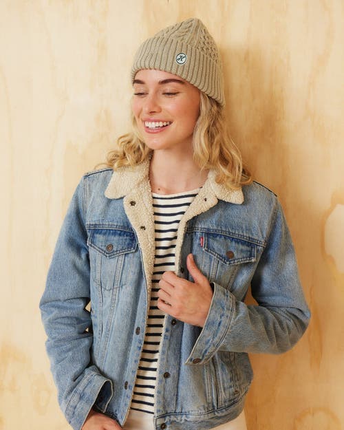 Hemlock Vulcan Cable Knit Beanie In Grey Sage