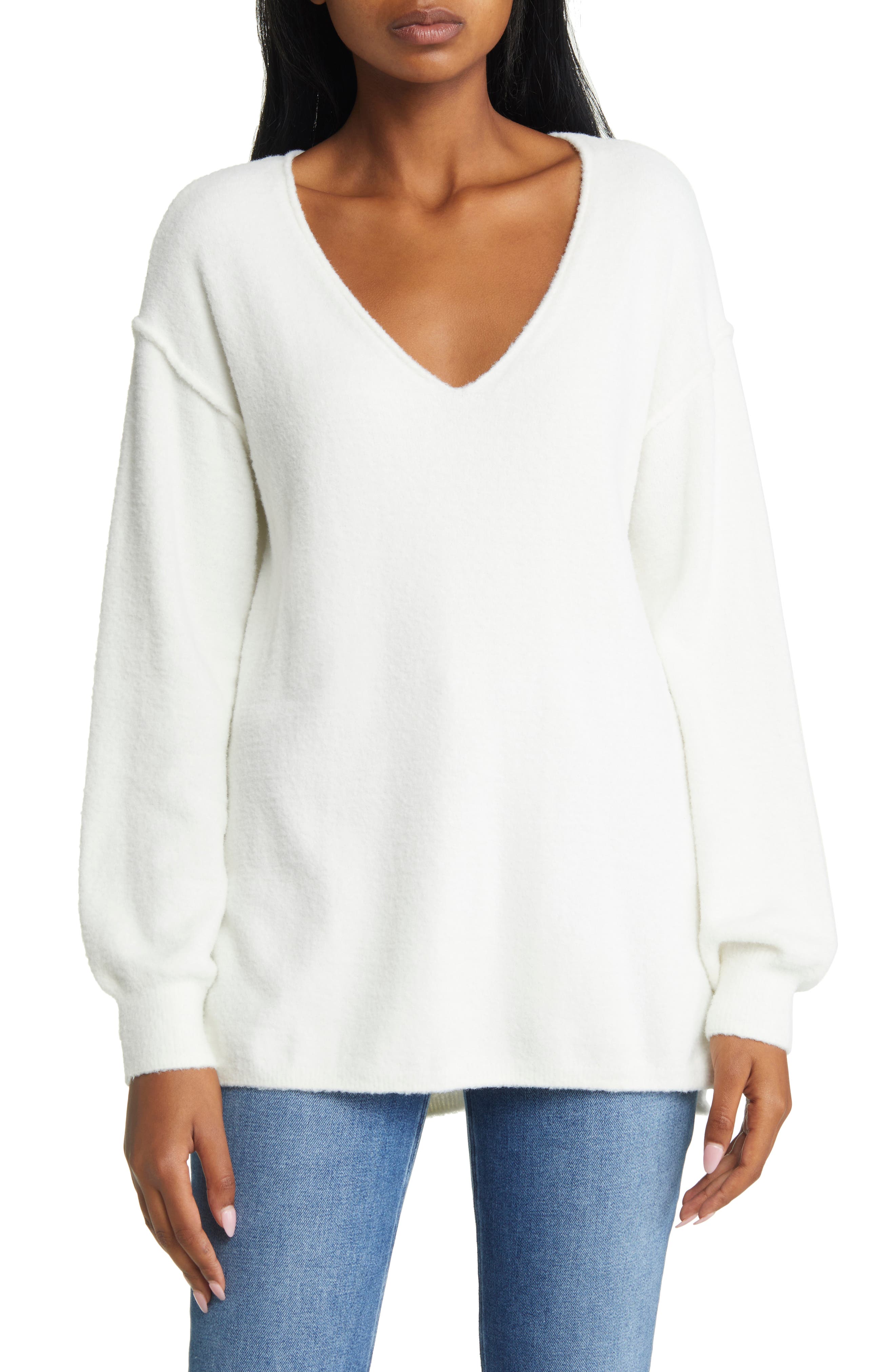 Caslon V-Neck Tunic Sweater in Pink Smoke at Nordstrom, Size Medium
