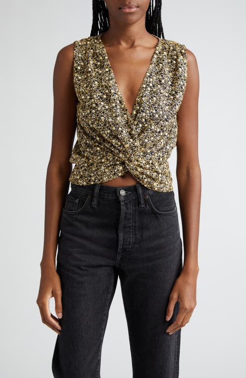 Ramy Brook Virginia Metallic Embroidery Drape Top Navy Magical Mesh at Nordstrom,