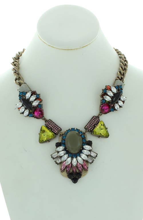 Olivia Welles Emma Jeweled Statement Necklace In Burnished Gold/multi