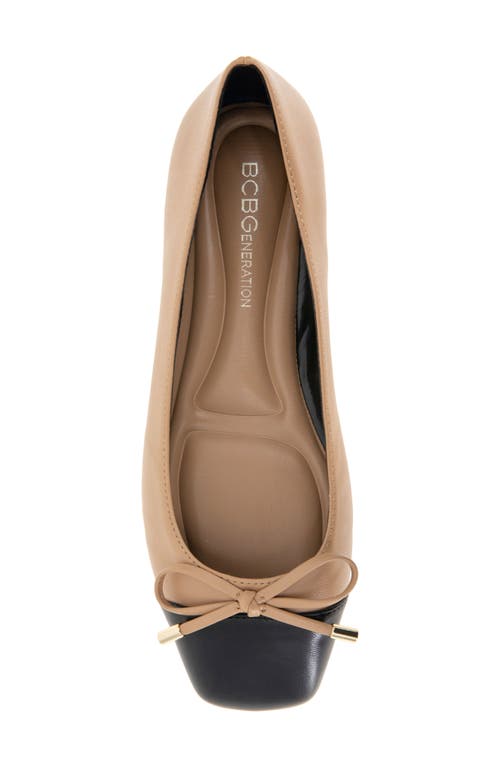 Shop Bcbg Hartly Cap Toe Ballet Flat In Tan/black