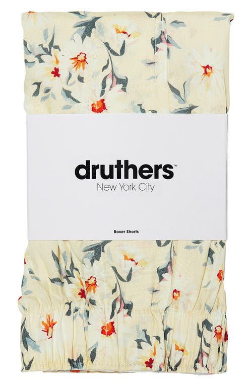 Druthers Men's Daisy Print Organic Cotton Boxers in Pale Peach