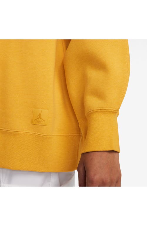 Shop Jordan Flight Fleece Oversize Crewneck Sweatshirt In Yellow Ochre/heather