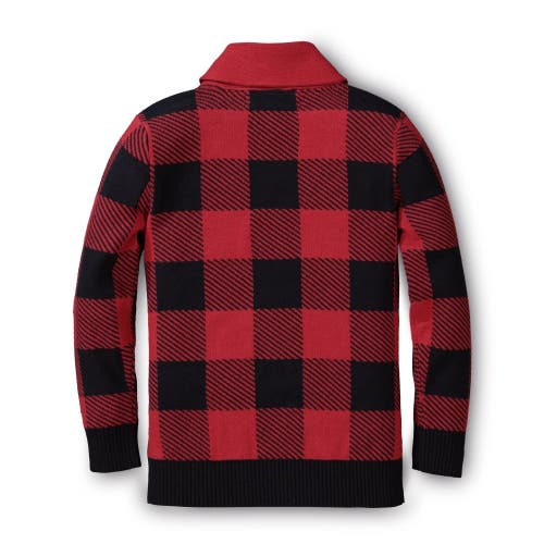 Hope & Henry Baby Boys' Organic Shawl Collar Sweater, Infant In Red Buffalo Check With Toggle