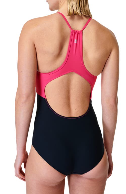 Shop Sweaty Betty Aqua Performance Colorblock One-piece Swimsuit In Black Colour Block