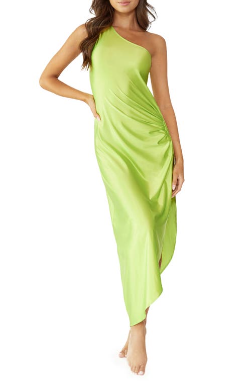 PQ SWIM Tinsley Ring One-Shoulder Cover-Up Maxi Dress Lime at Nordstrom,