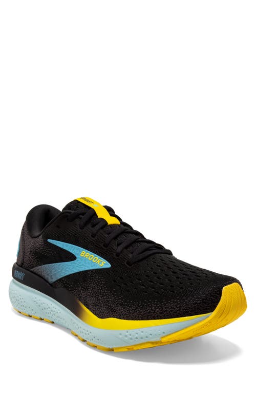 Brooks Ghost 16 Running Shoe In Black/forged Iron/blue