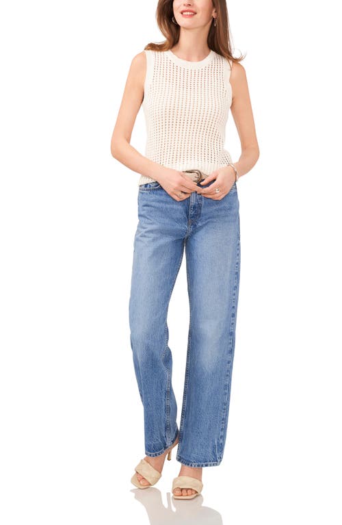 Vince Camuto Women's Crewneck Pointelle Sweater Tank In Milk