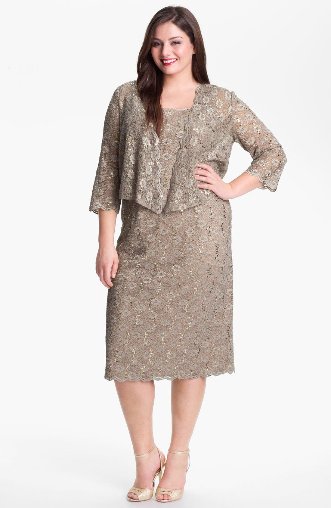 Alex Evenings Embellished Lace Sheath Dress & Jacket (Plus Size