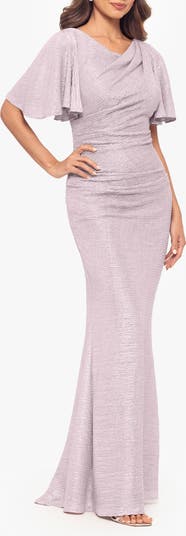 Quicksilver Flutter Sleeve Trumpet Gown