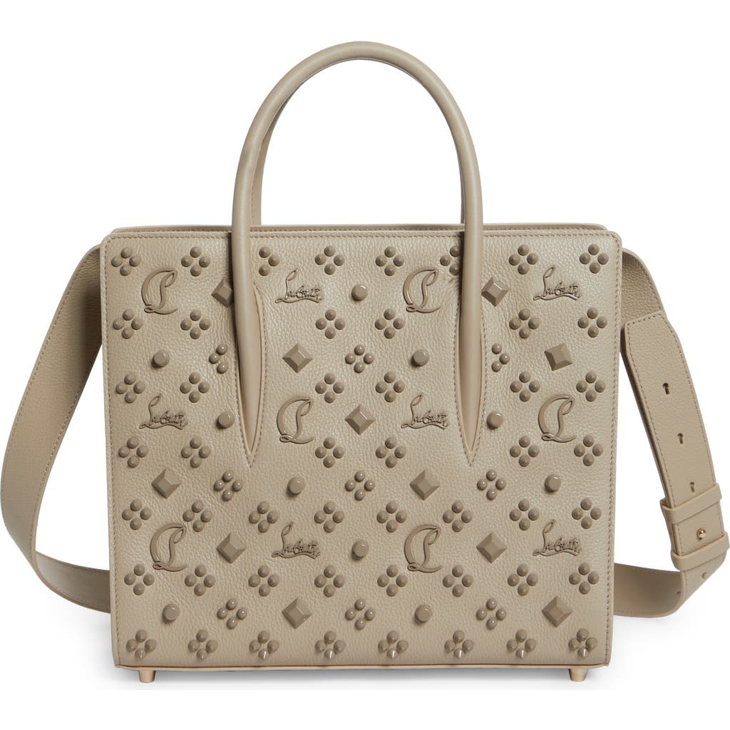 Christian Louboutin Medium Paloma Studded Leather Satchel In Saharienne/saharienne