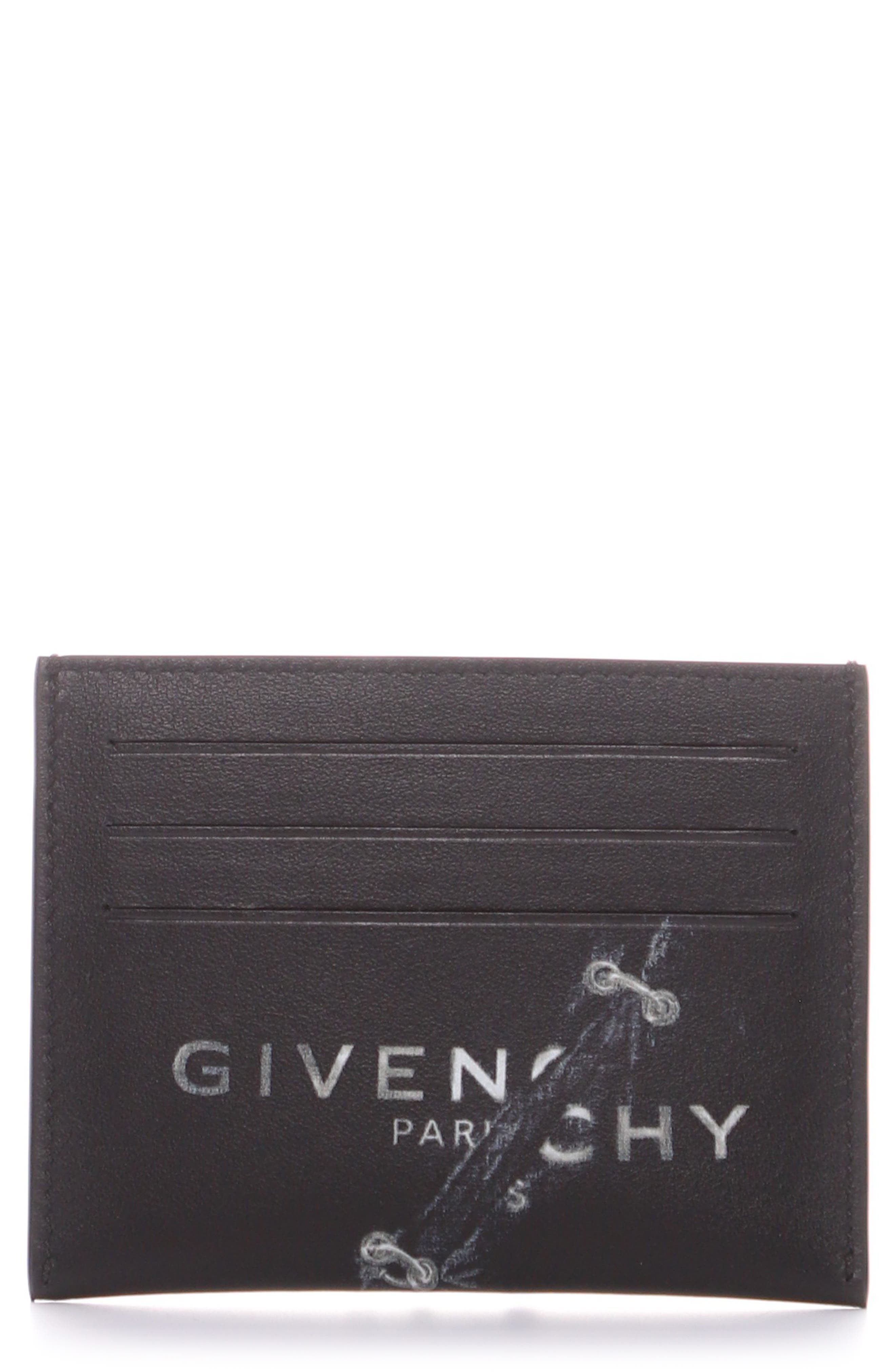 Givenchy Trompe l'Oeil Ring Logo Leather Card Case in Black at Nordstrom