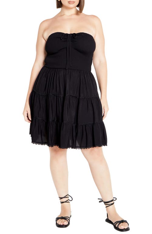 City Chic Tahlia Smocked Strapless Dress in Black at Nordstrom