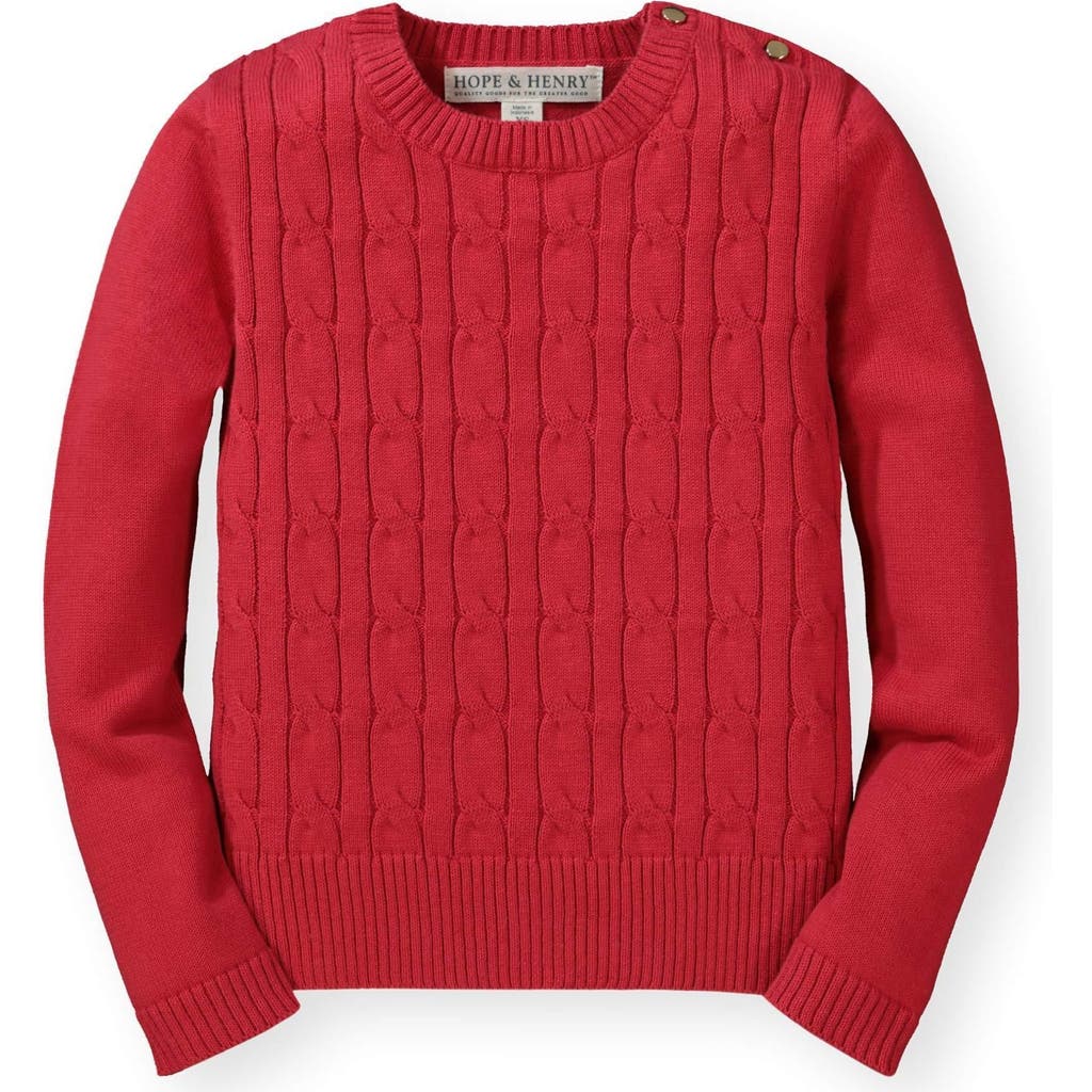 Hope & Henry Baby Girls' Cable Front Sweater, Infant In Red