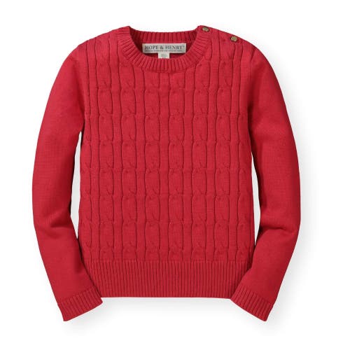 Shop Hope & Henry Girls' Cable Front Sweater, Kids In Red