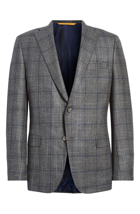 Hickey Freeman Grey Windowpane Plaid Wool Blend Jacket | ModeSens