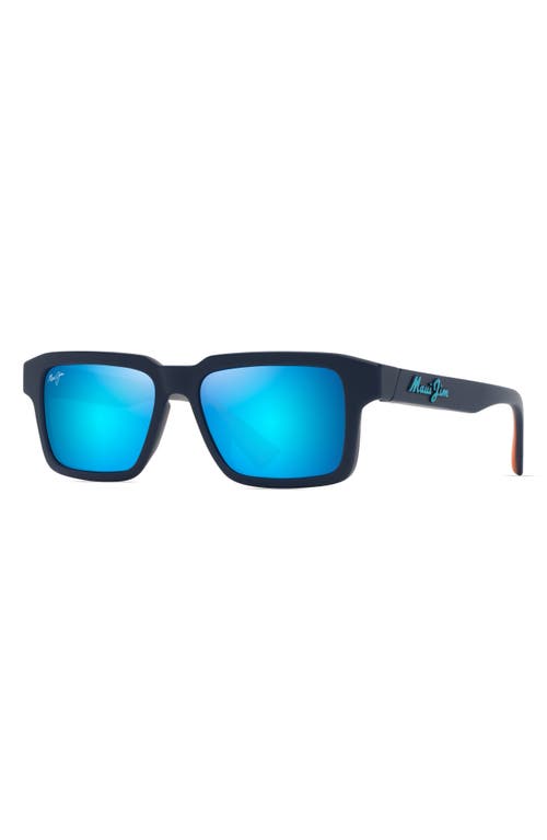 Maui Jim Punikai Square-frame Sunglasses In Matte Dark Blue