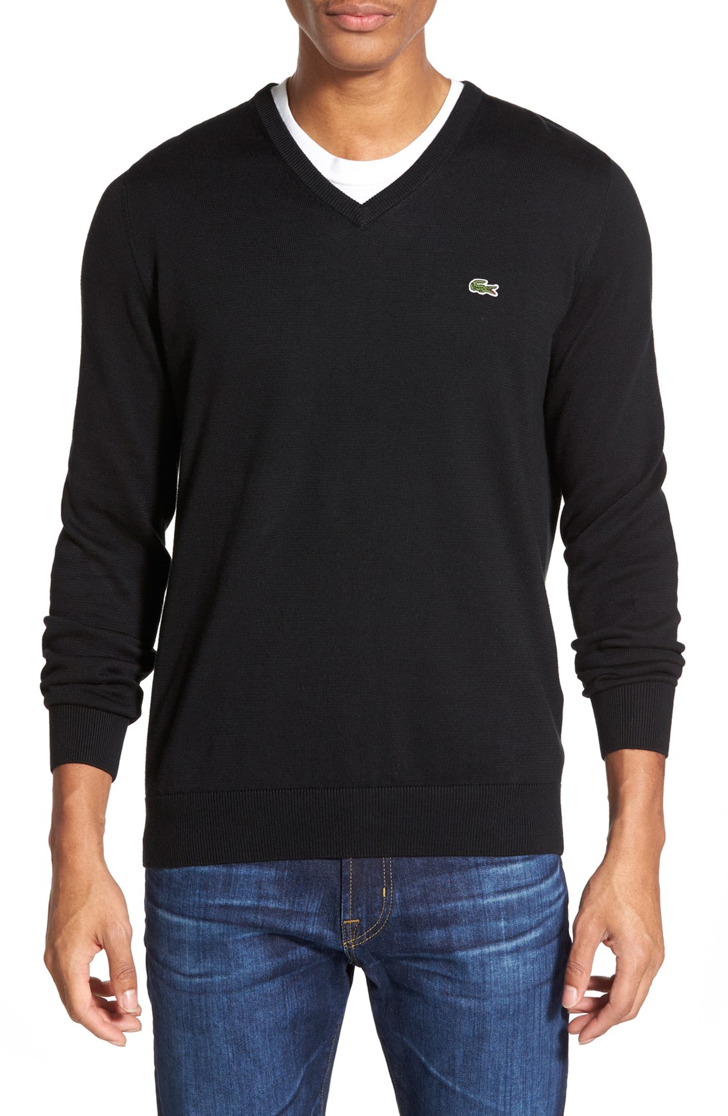 Lacoste Trim Fit V-Neck Cotton Sweater | Nordstrom