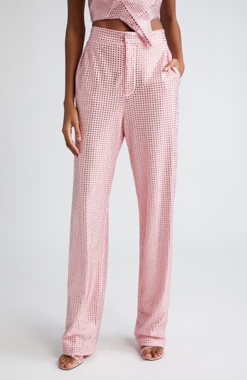 Crystal Embellished Ponte Jersey Straight Leg Pants in Candy Rose