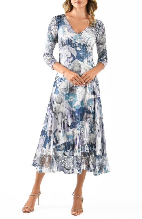 KOMAROV KOMAROV CHARMEUSE & CHIFFON MIDI COCKTAIL DRESS