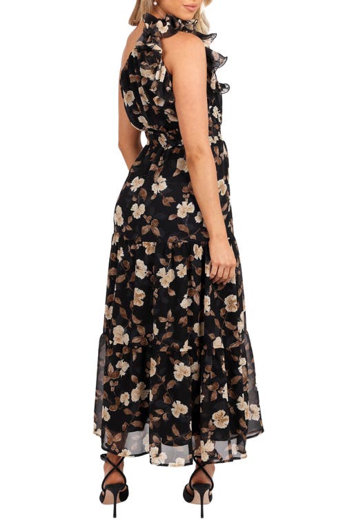 Petal And Pup Petal & Pup Layley Floral Print One-shoulder Maxi Dress In Black