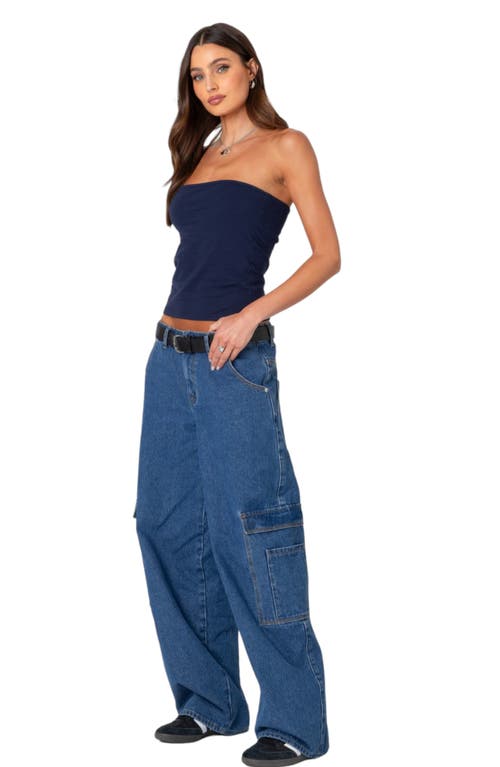 Edikted Built In Bra Tube Top In Navy
