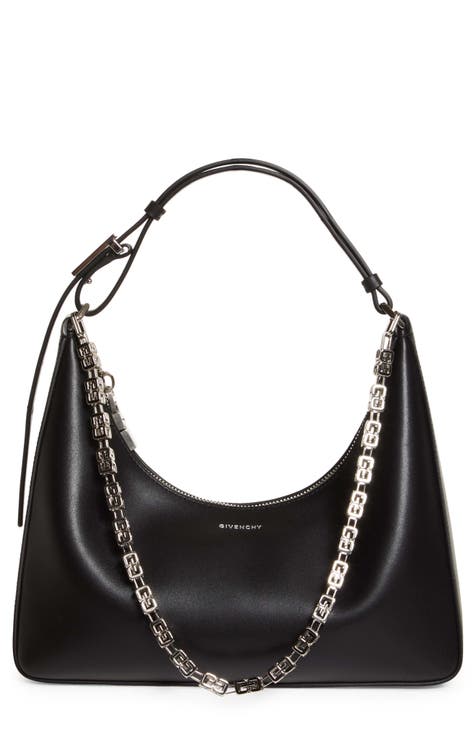 SMALL VLOGO MOON HOBO BAG IN LEATHER WITH CHAIN