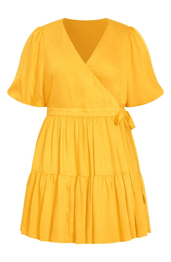 Shop City Chic Nikola Tiered Wrap Dress In Sunshine