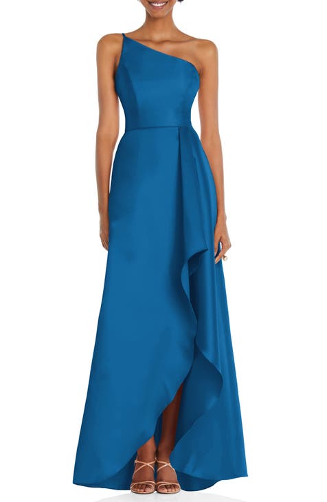 Sapphire Blue Evening Gown, Blue Winter Formal Dress, Wedding