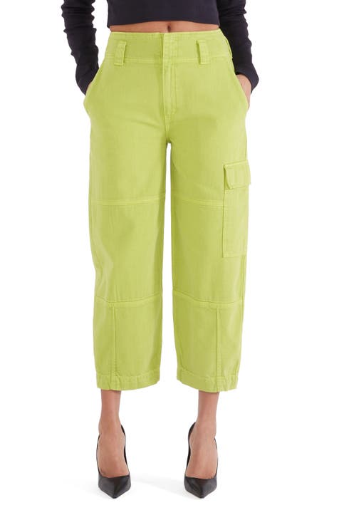 Women's Cargo Capris Pants Slim Fit Drawstring Fl-ap Pocket Tie Knot Hem  Cropped Solid Color Pant