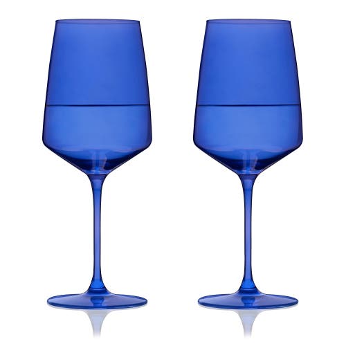 Viski Set Of 4 Cobalt Reserve Nouveau Crystal Wine Glasses In Blue