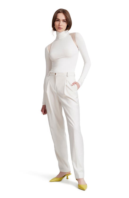 Shop Marcella Maria Mesh Inset Turtleneck Top In Off White